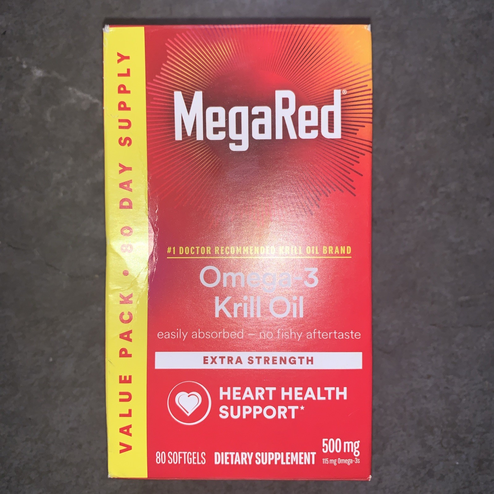 MegaRed Omega-3 Krill Oil Extra Strength 500 MG 80 Softgels Exp 12/2025