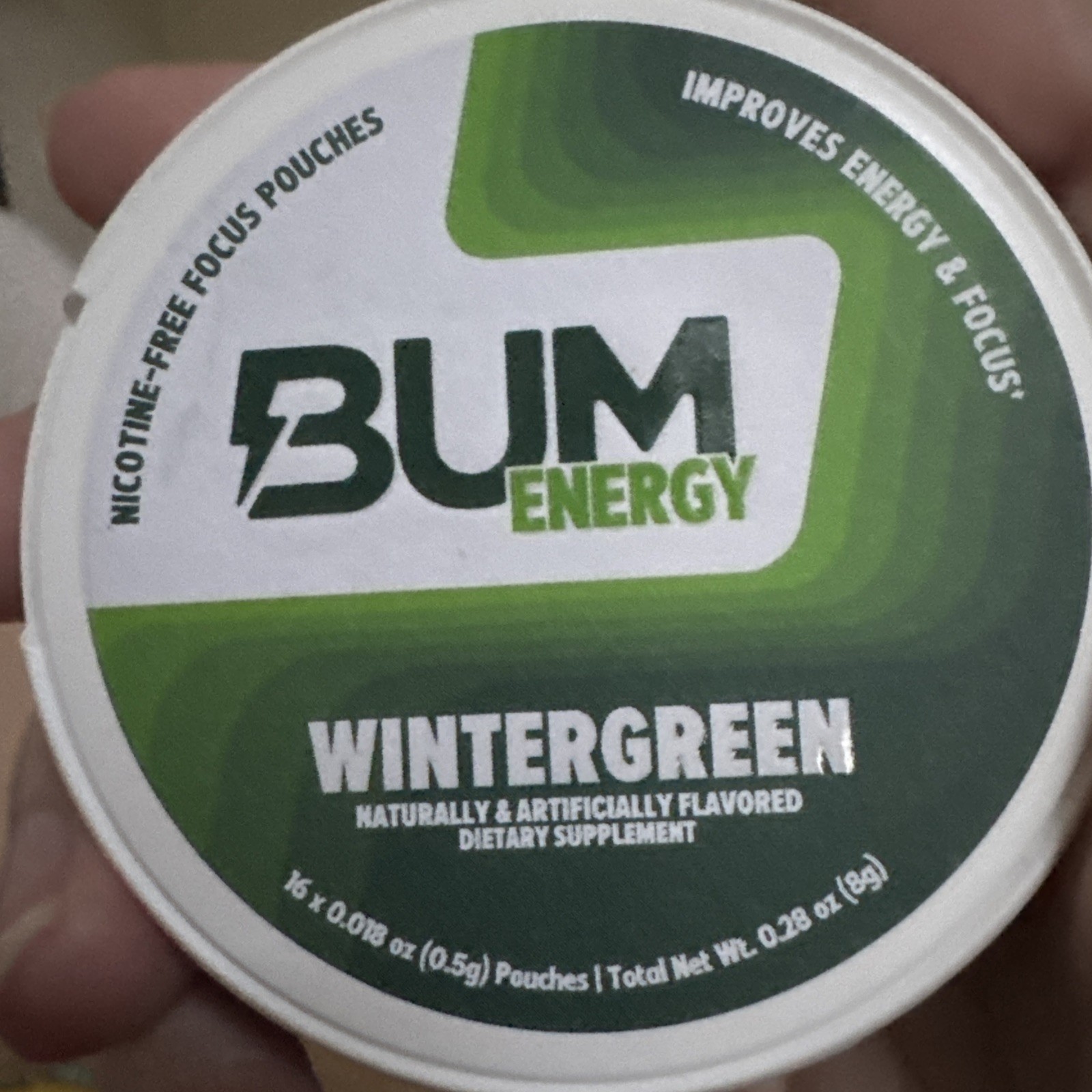 BUM Energy wintergreen Flavored Supplement Focus Pouches – 16ct NO Nicotine