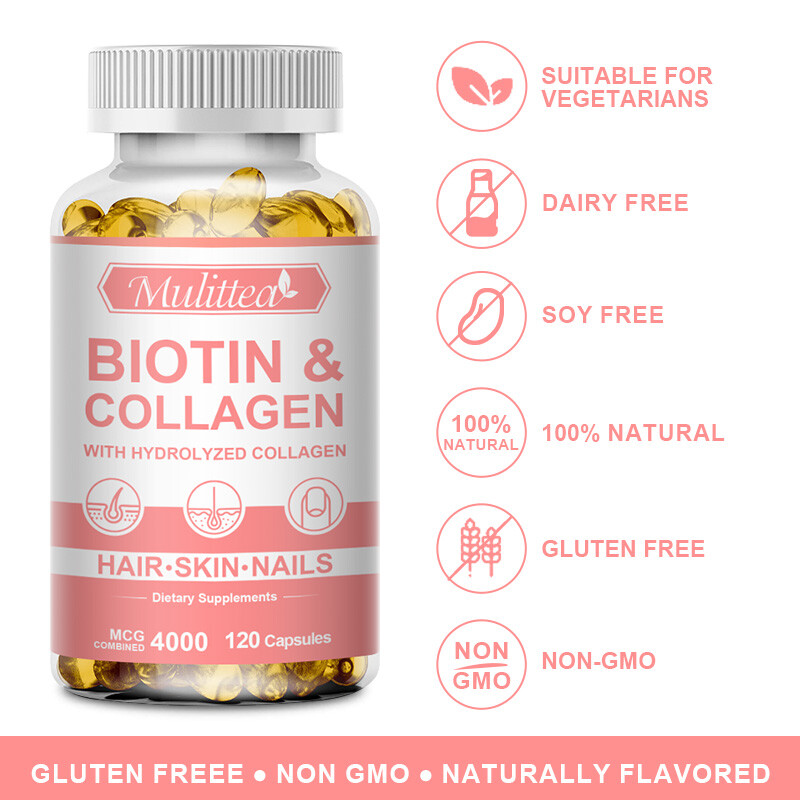 Biotin & Collagen Capsules 4000mcg For Hair,Skin,Nails Health Dietary Supplement