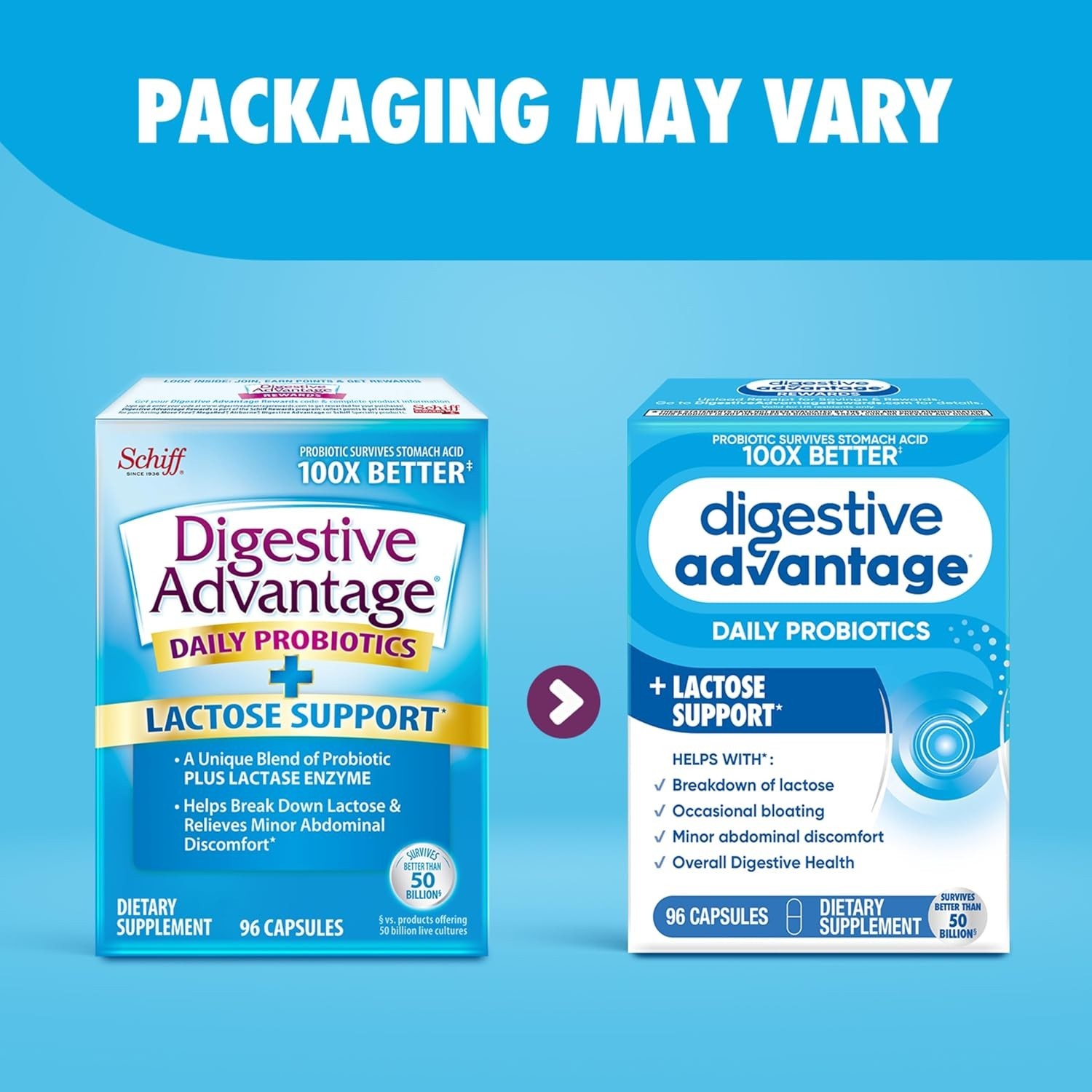 Digestive Advantage Lactose Defense Capsules (96 Count In A Box), Helps Breaks..