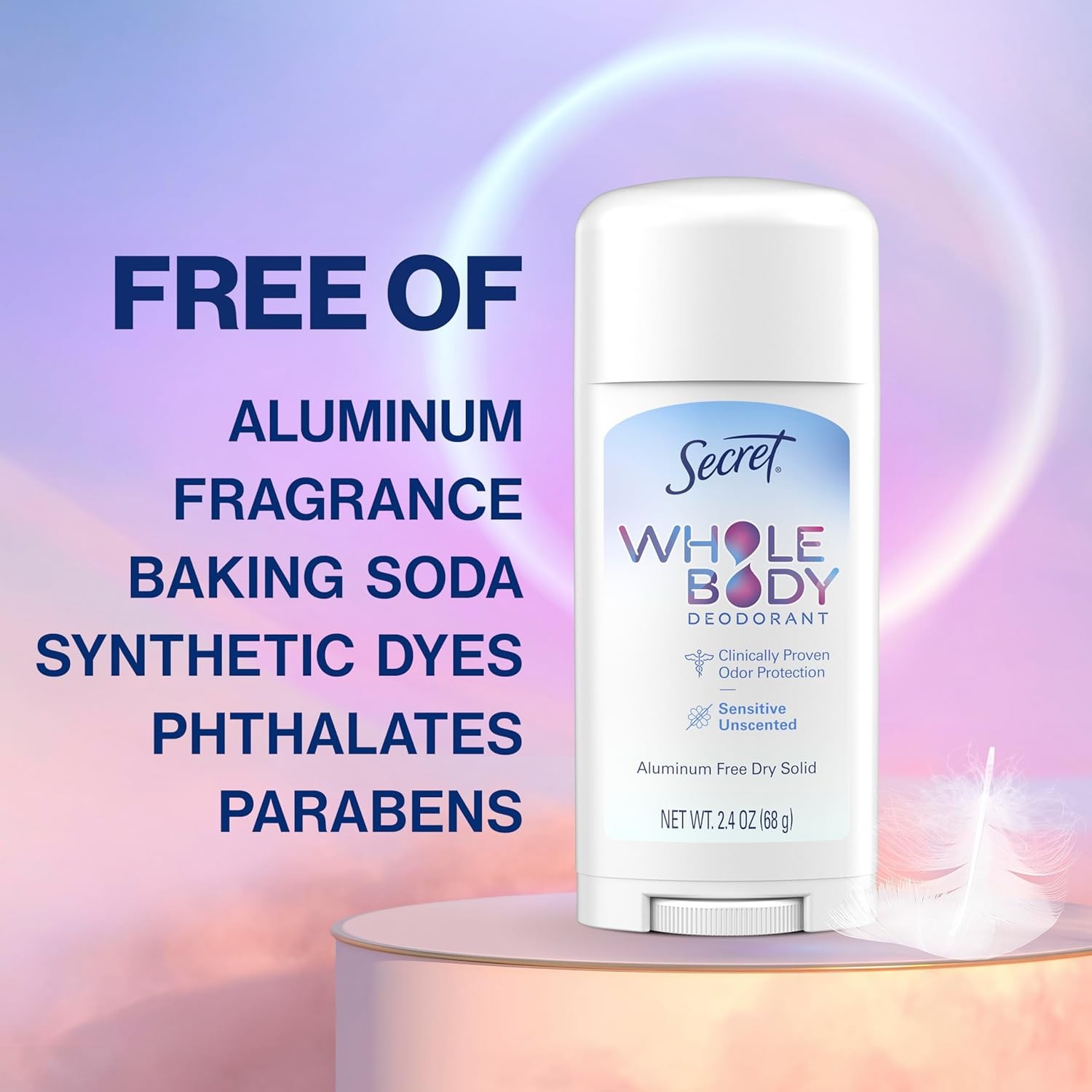 Secret Whole Body Deodorant Stick for Women, Naturally 2.4 Ounce (Pack of 1)