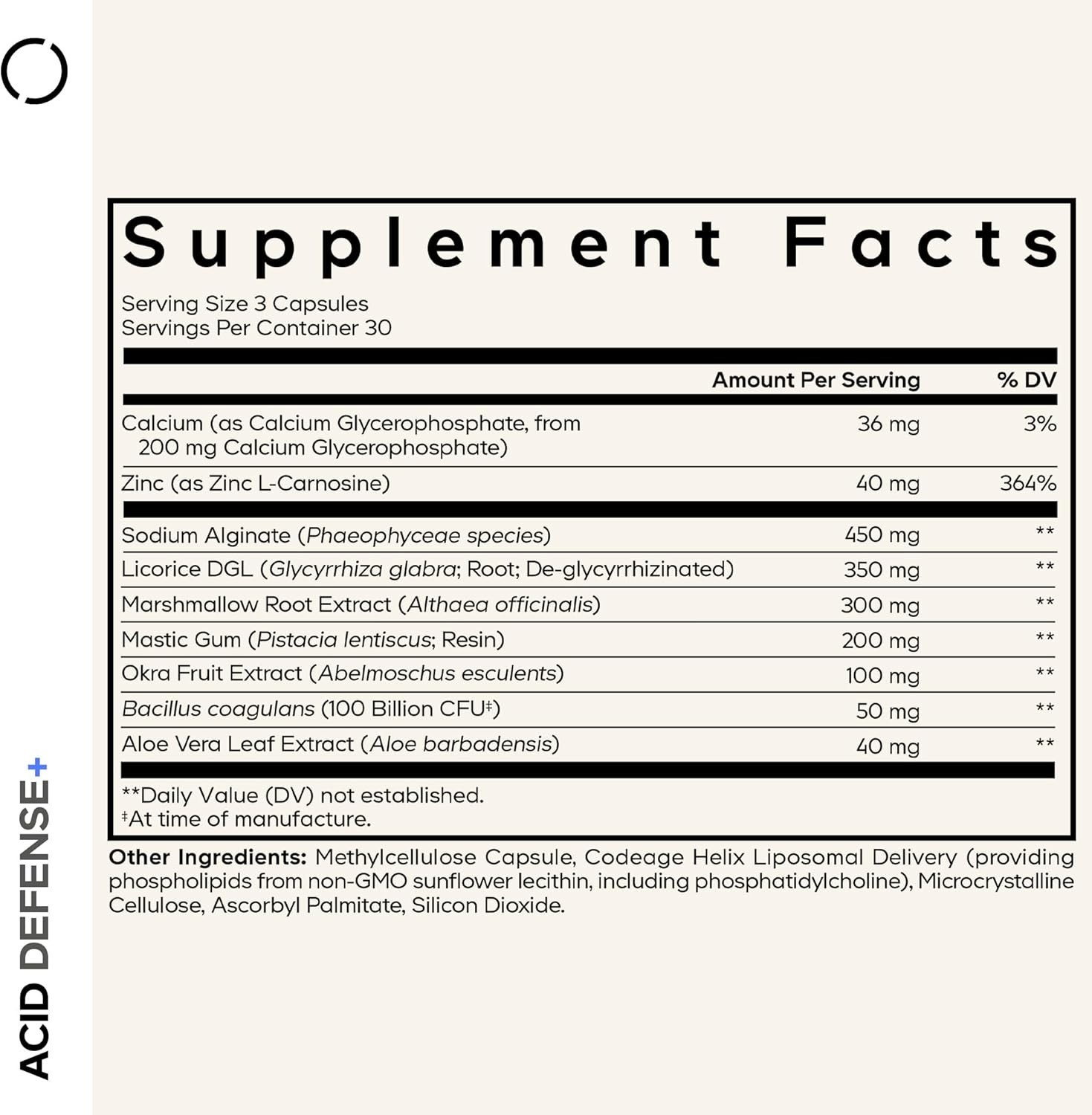 Codeage Acid Defense+ Digestive Support Supplement Marshmallow Root DGL Licorice