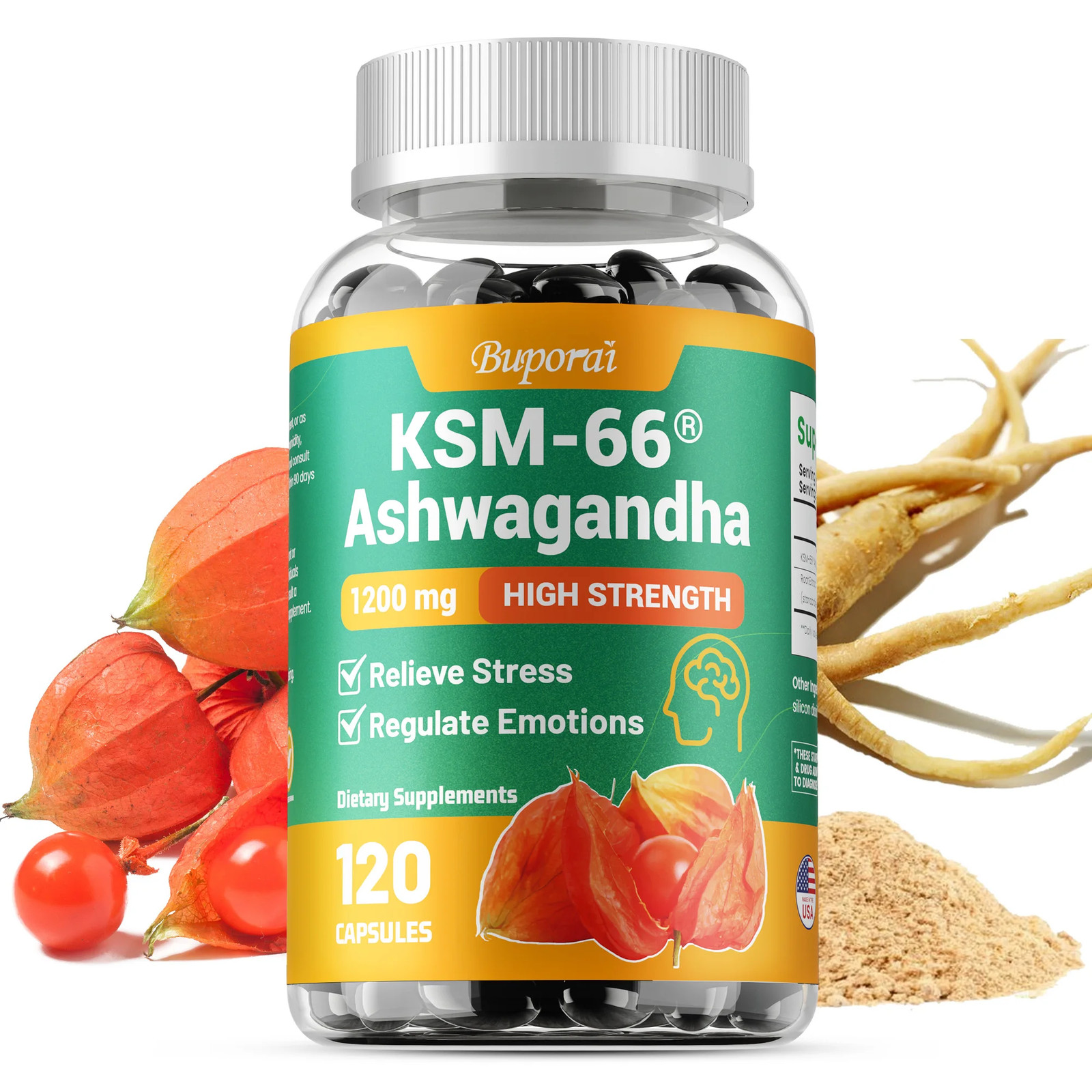 KSM-66 Ashwagandha 120pcs – Deep Sleep, Reduce Stress, Improve Brain Function