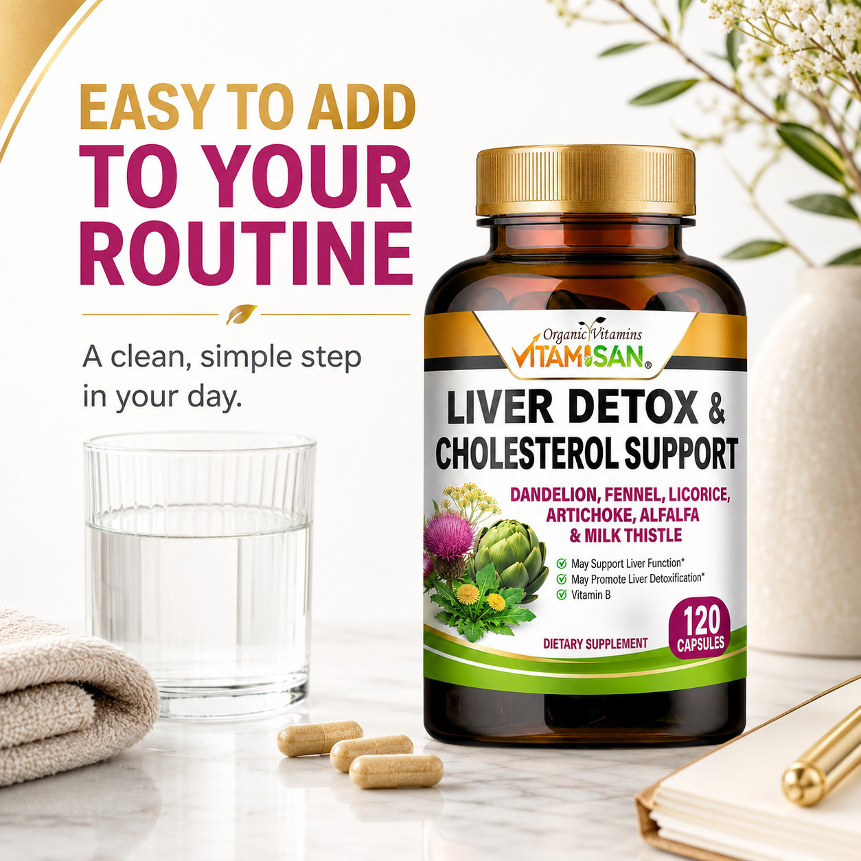 #1 Tablets liver clean health support fat naturals detox cleanse 120 cap