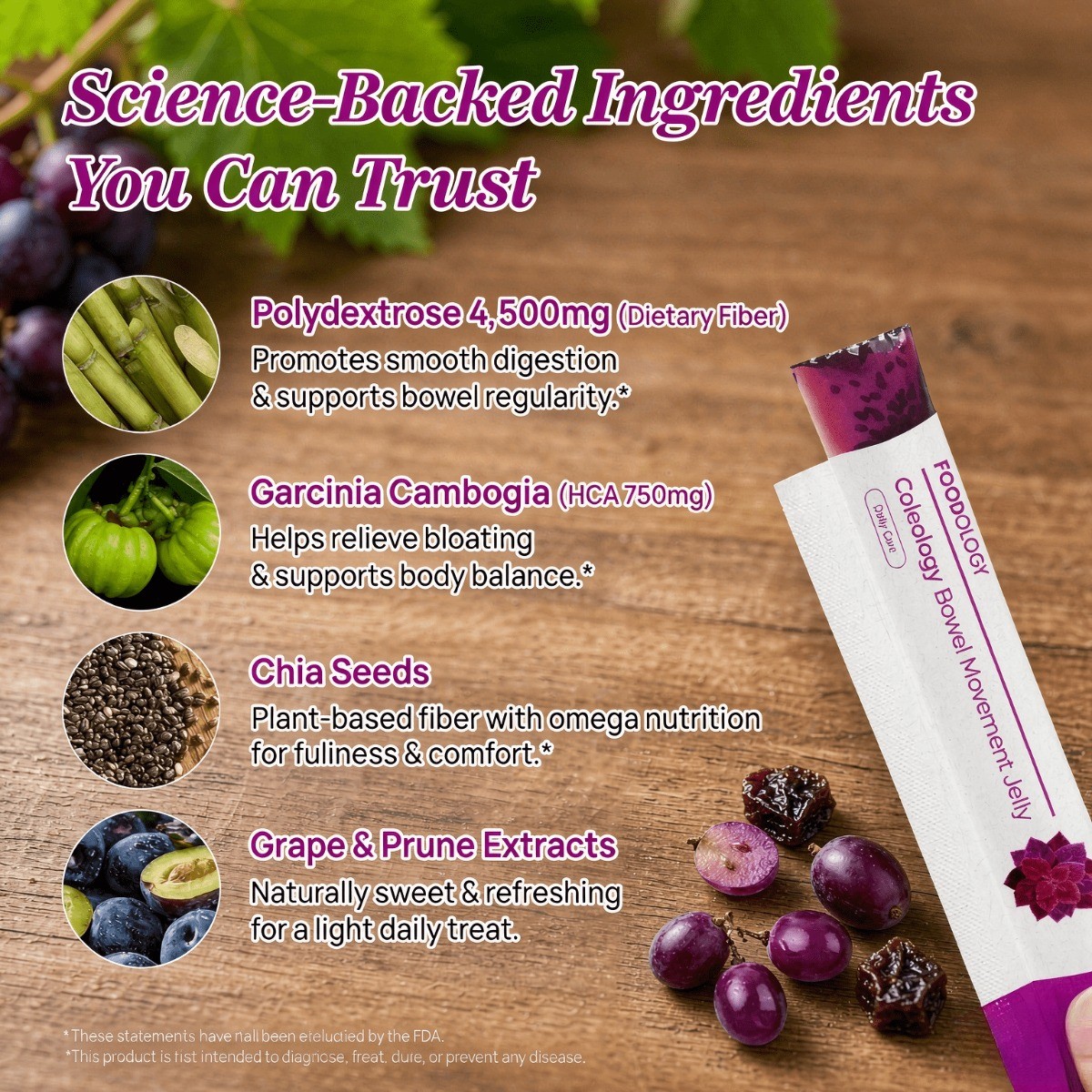 FOODOLOGY Coleology – Grape Jelly Sticks for Bloating & Digestive Comfort