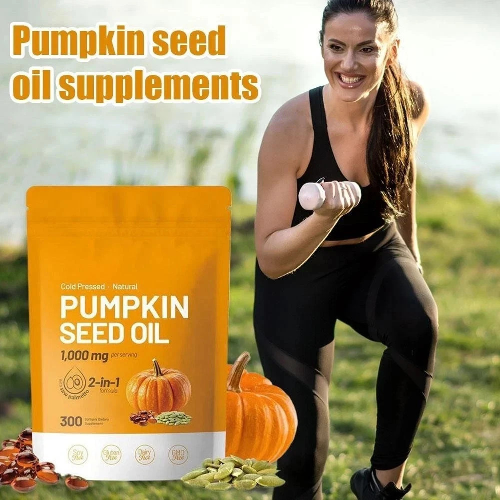 Pumpkin Seed Oil 1000mg with Saw Palmetto 300-Softgels.Fresh