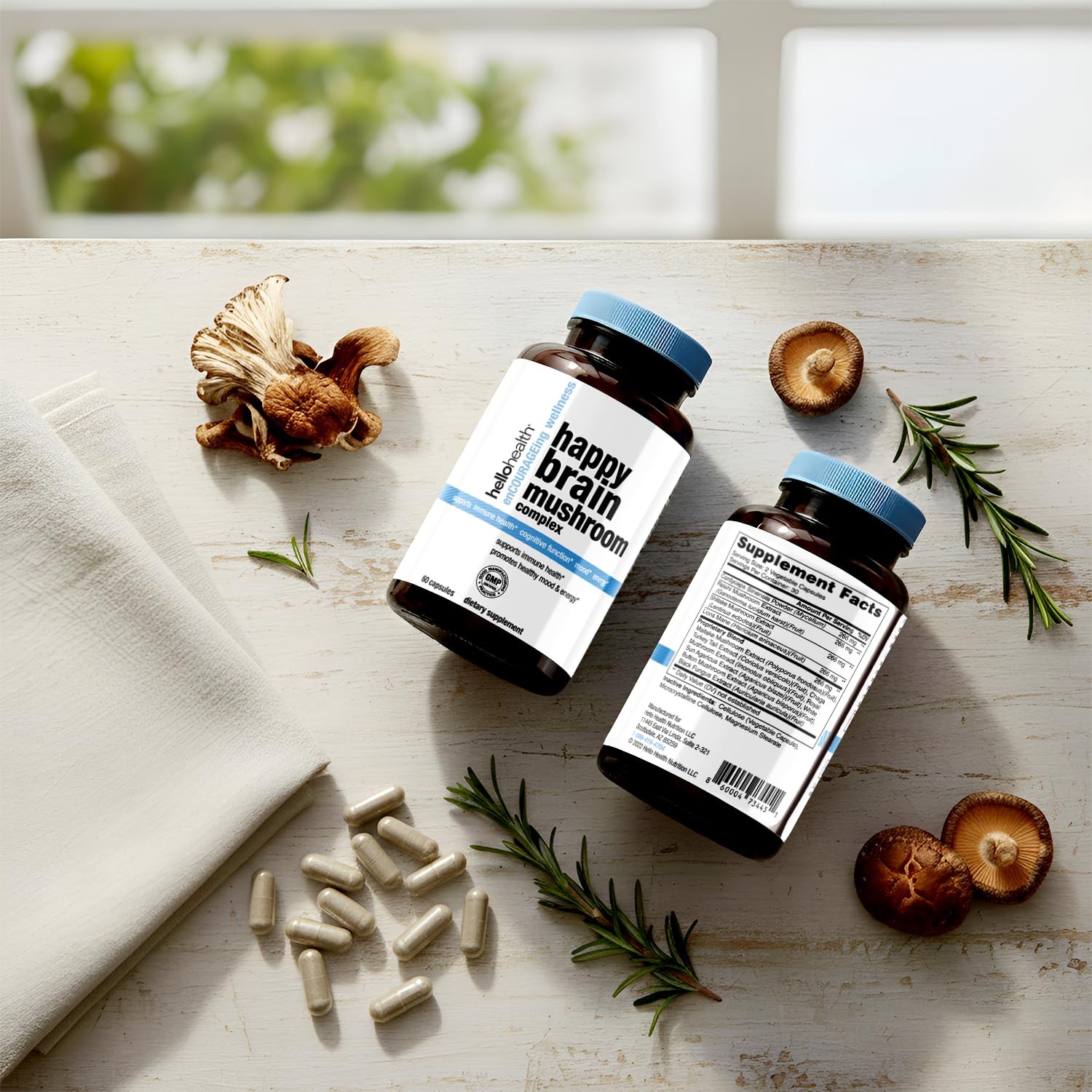 Hello Health Happy Brain Mushroom Complex Nootropics Brain Support Supplement