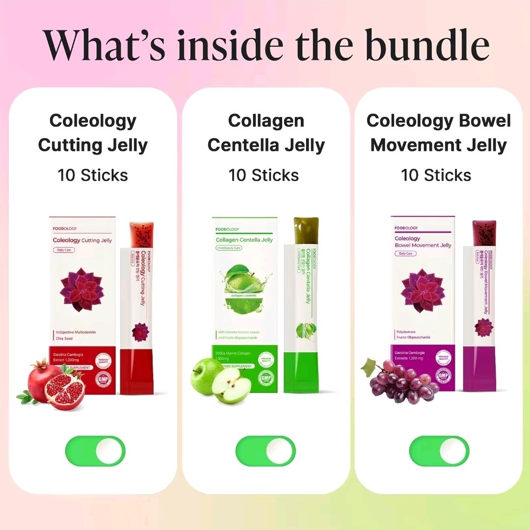 Foodology Korean Jelly Sticks Set of 3 Flavors Garcinia Collagen Diet Supplement
