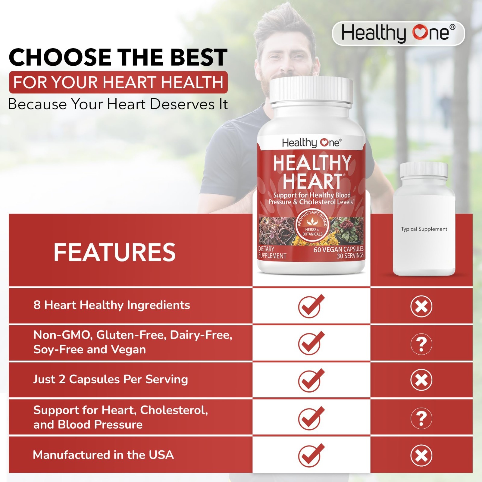 Healthy Heart Supplement – Cholesterol Support, Circulation & Blood Pressure – 1