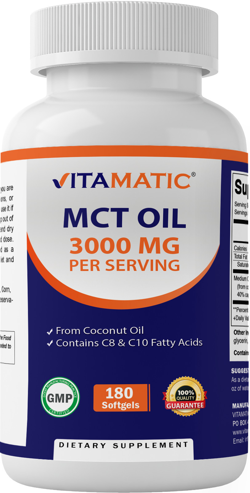 Vitamatic MCT Oil 3000 mg per Serving – 180 Softgels