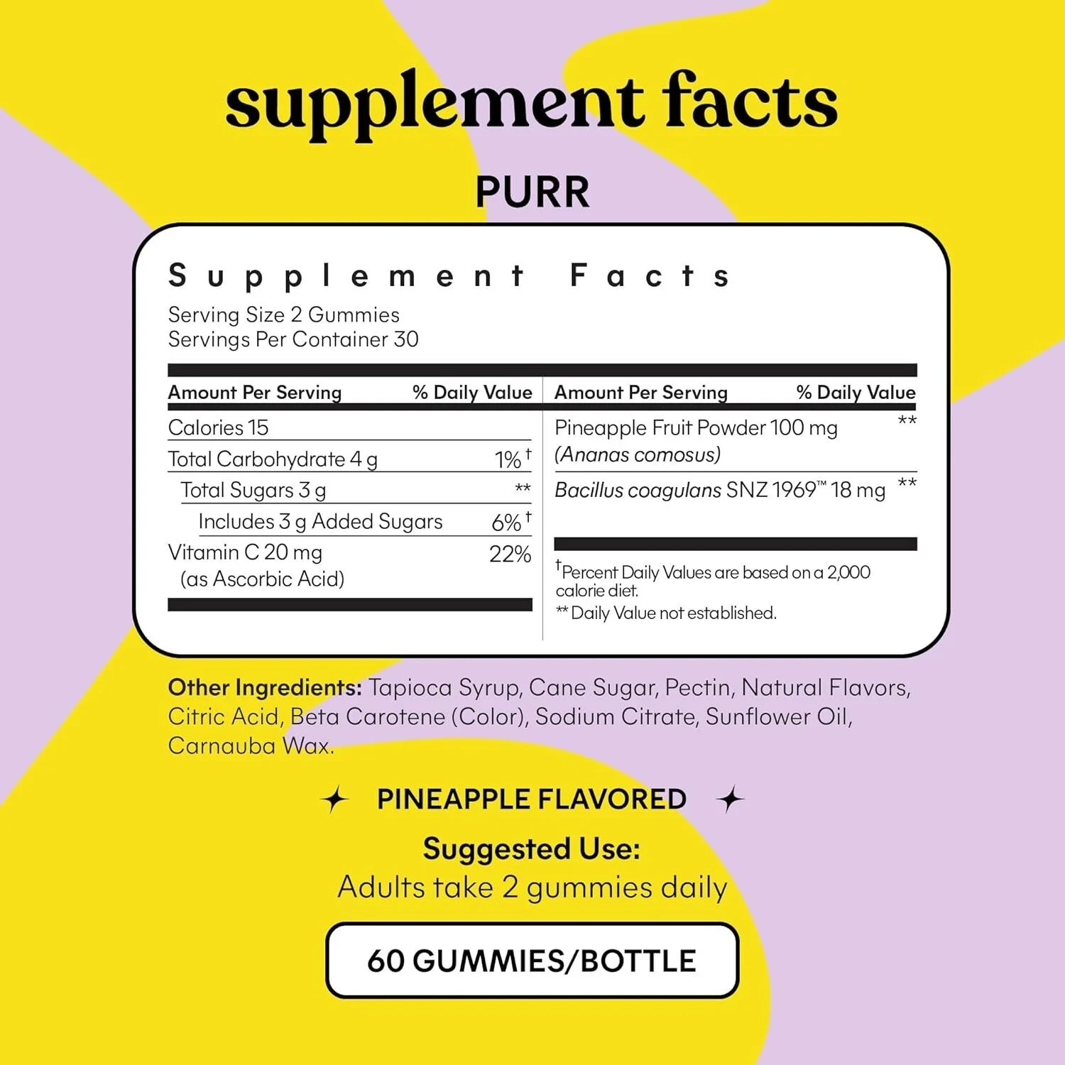 lemme PURR Vaginal Probiotic Gummies, Women Intimate Health Support 60 Gummies