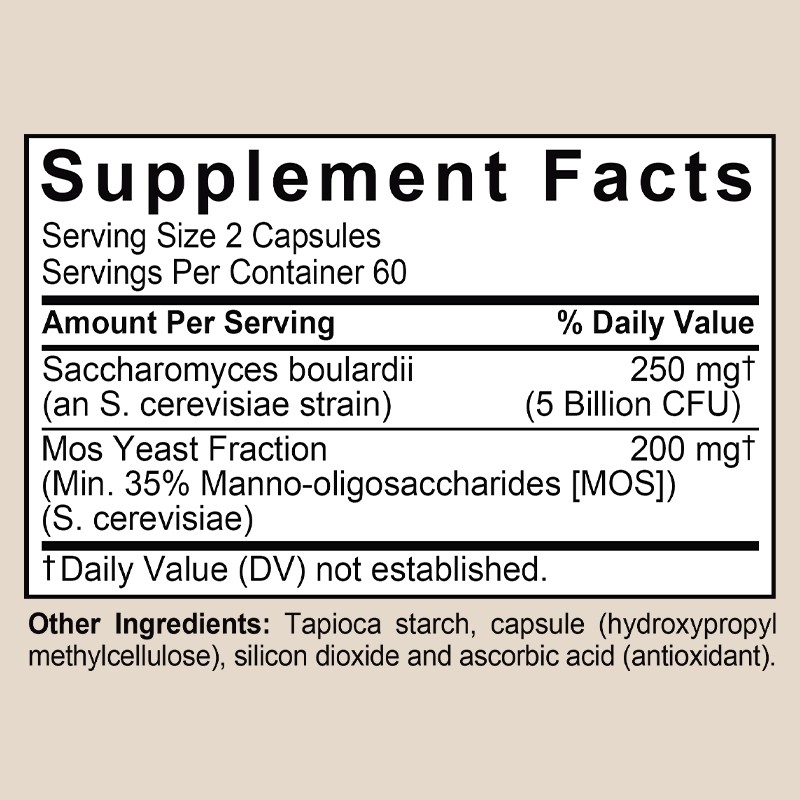 Saccharomyces Boulardii + Mos 5 Billion Cfu Gut Health 30/60/120 Capsules Vegan