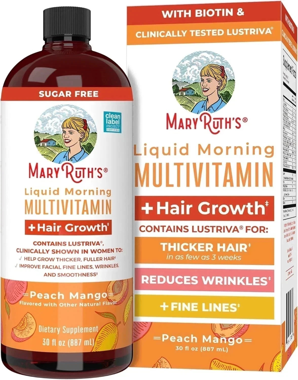 Mary Ruth’s Multivitamin Morning Liquid + Mango enhancement Peach Hair 15.22OZ