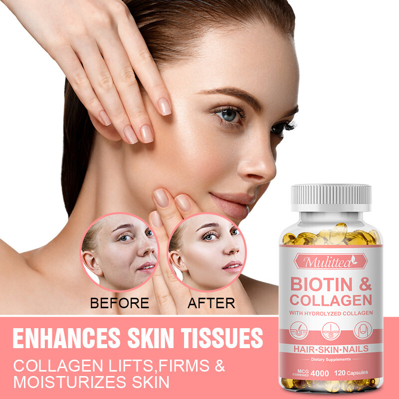 Biotin & Collagen Capsules 4000mcg For Hair,Skin,Nails Health Dietary Supplement