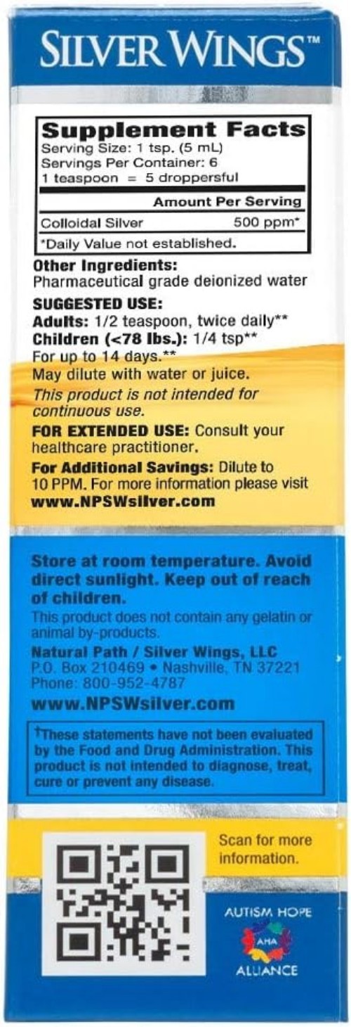 Colloidal Silver 500PPM, Amber Brown Liquid Immune Support, 1 Fl Oz Pack of 1