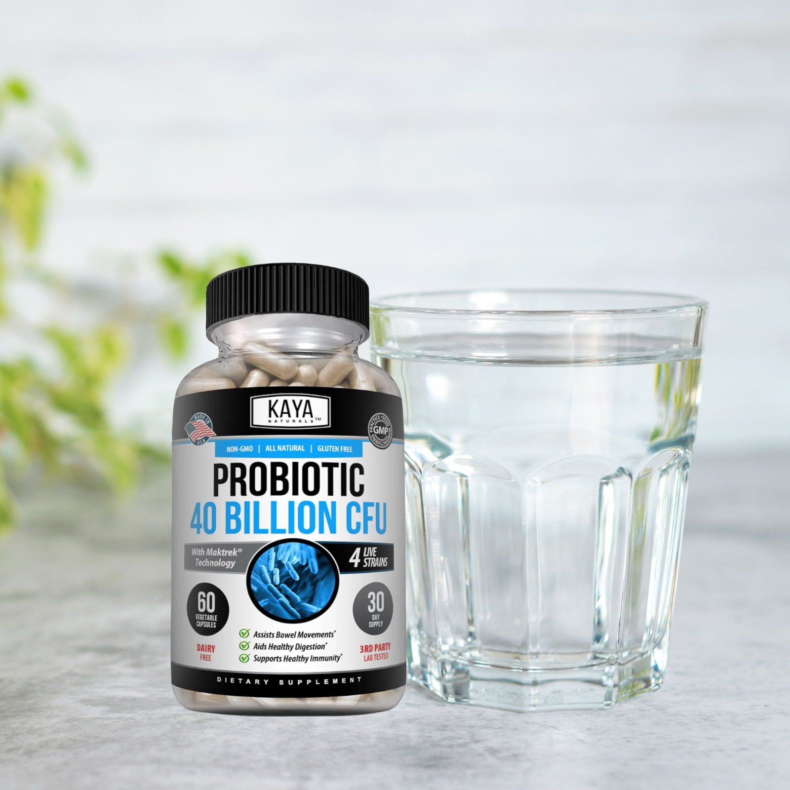 Probiotic 40 Billion CFU Guaranteed Potency Digestive Immune Health 60 Capsules