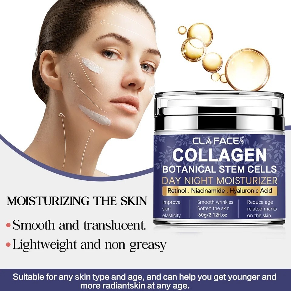 Collagen Face Cream with Airless Pump Anti-Aging Botanical Stem Cells 2.12 oz
