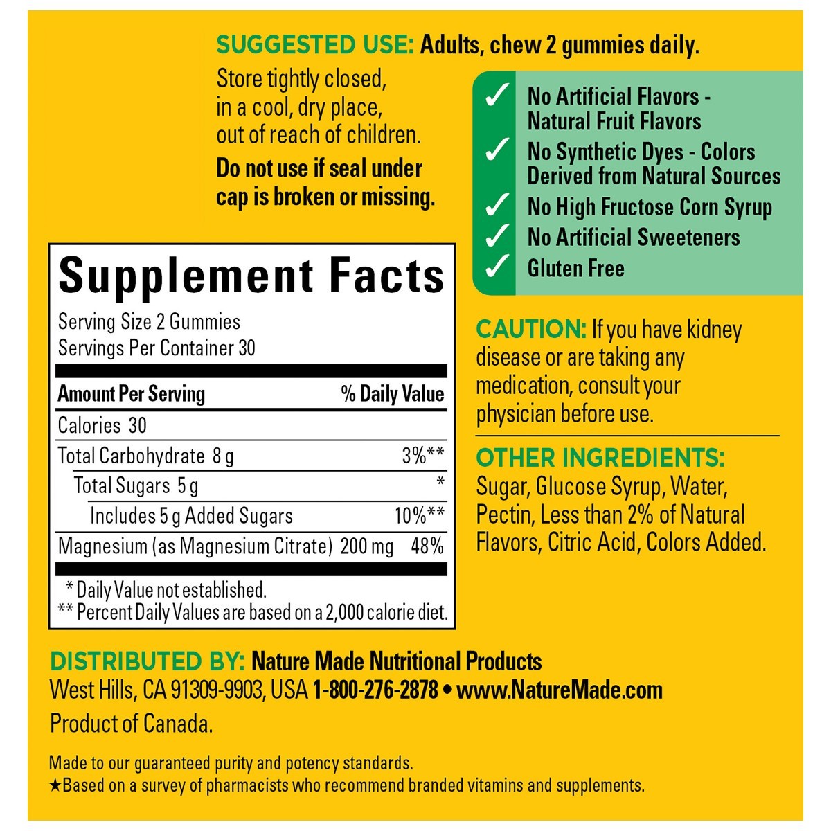 Nature Made High Absorption Magnesium Citrate 200 mg per serving, 60ct