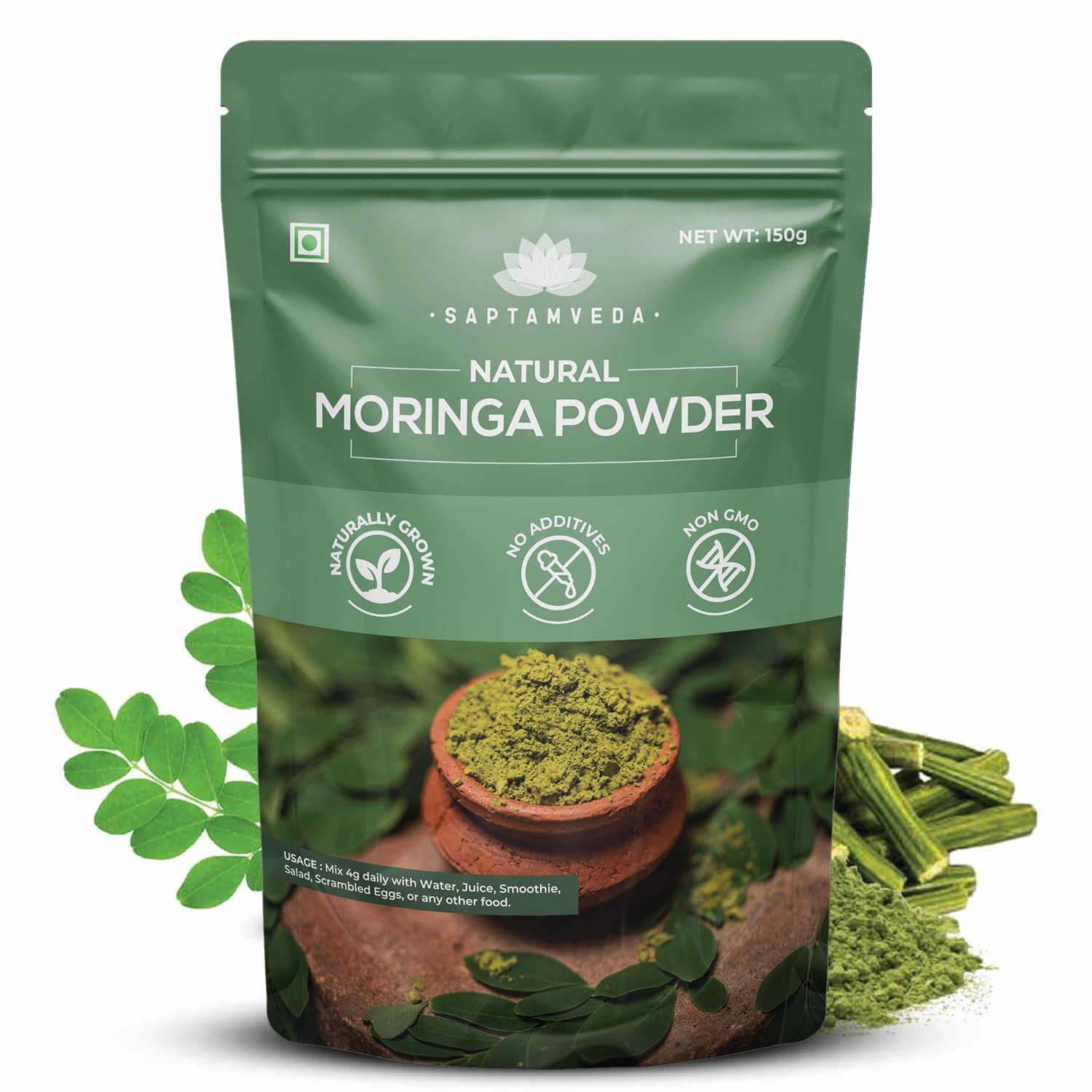 Saptamveda Moringa Leaf Powder – Healthy Superfood (150gm)