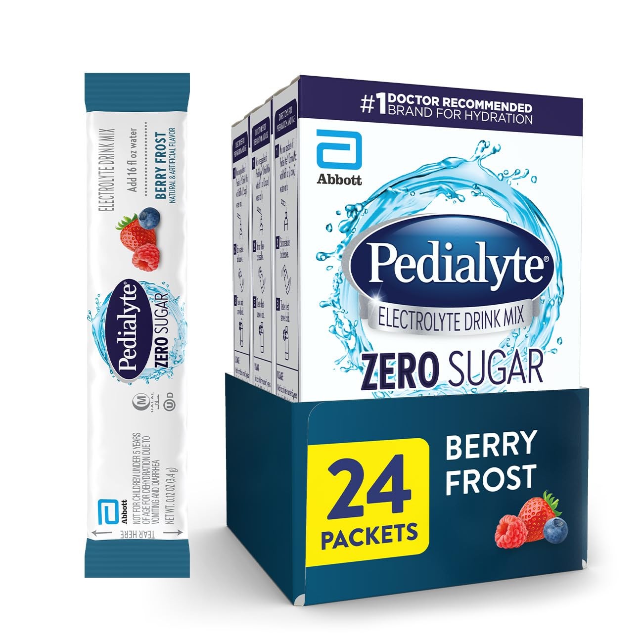 Pedialyte Electrolyte Drink Mix With Zero Sugar | Hydration Key 24 Count