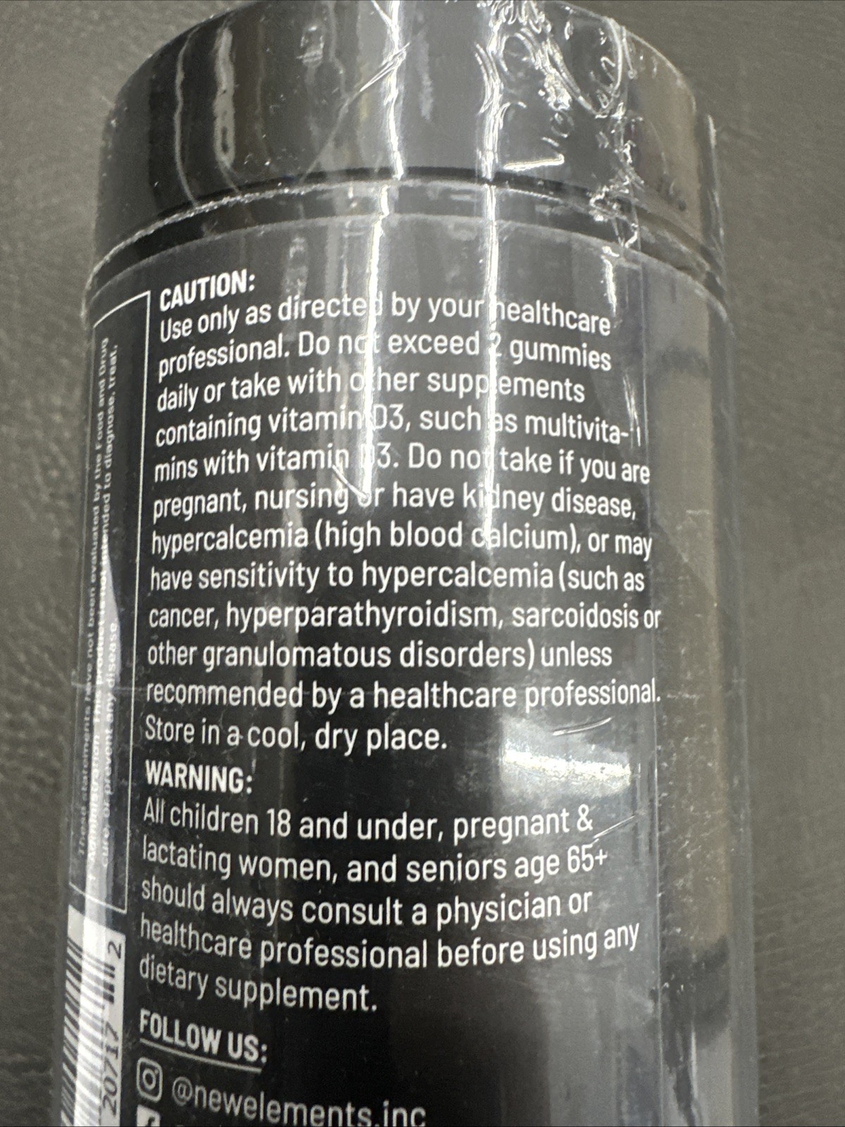 NEW ELEMENTS Vitamin D3 K2 + Calcium Gummies 10,000 IU 60 Count Exp 07/2026