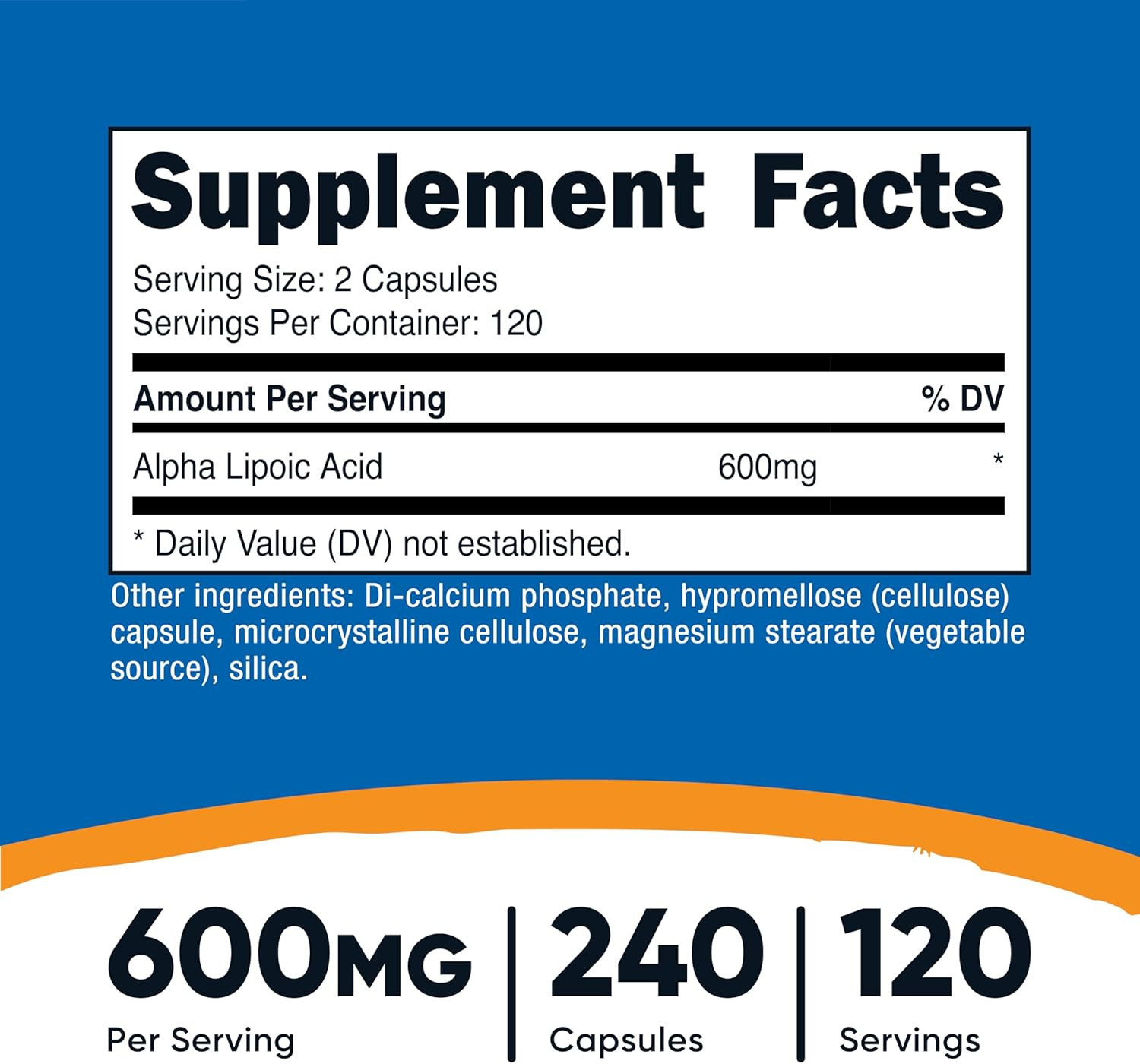Alpha Lipoic Acid 600Mg per Serving, 240 Capsules – Gluten Free, Vegetarian Cap