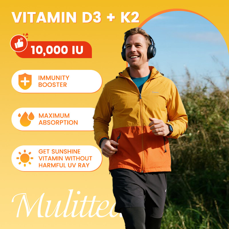 Vitamin K2 (MK7) with D3 10000 IU Supplement, BioPerine Capsules, Immune Health