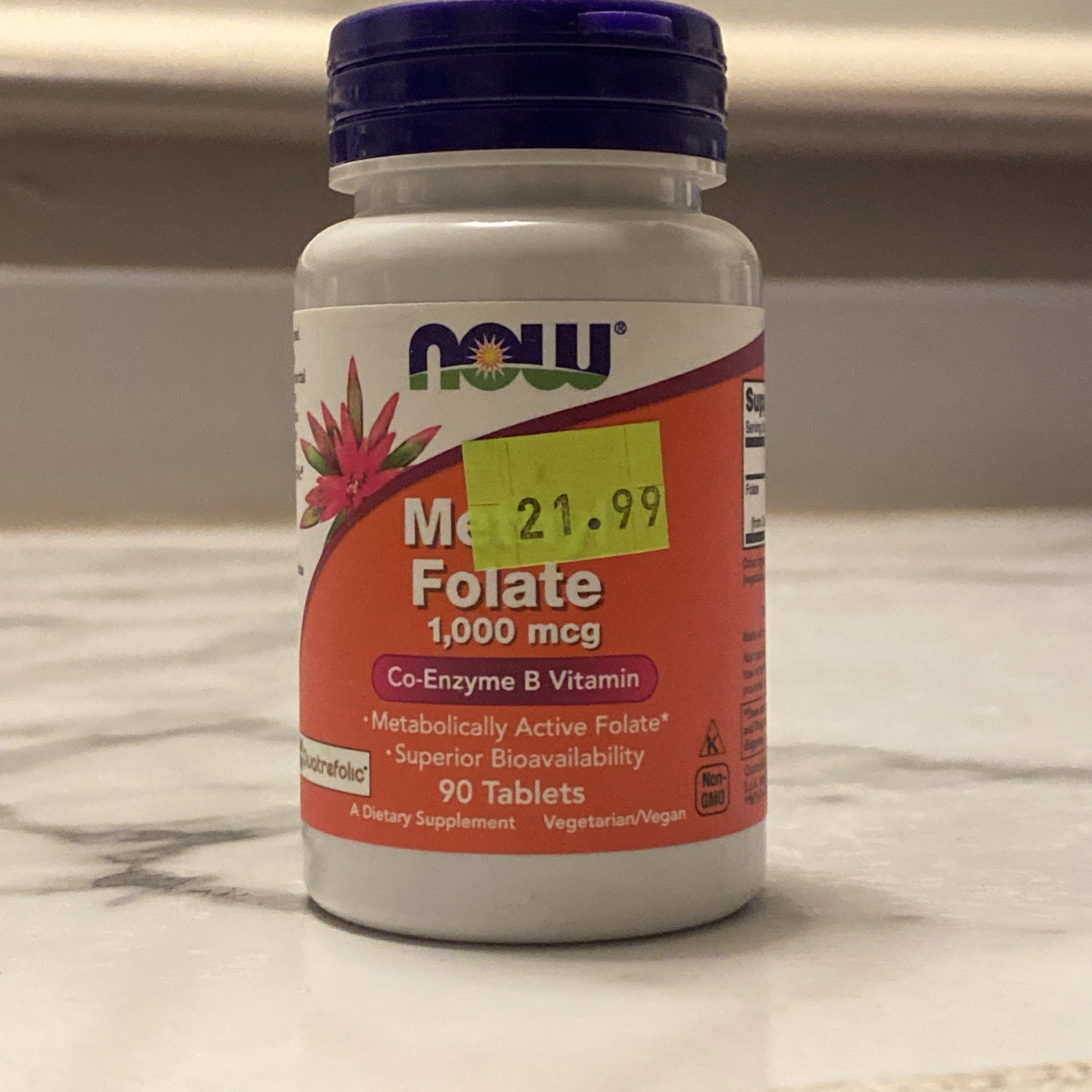 NOW FOODS Methyl Folate 1000 mcg 90 Tablets Each Exp 4/2026