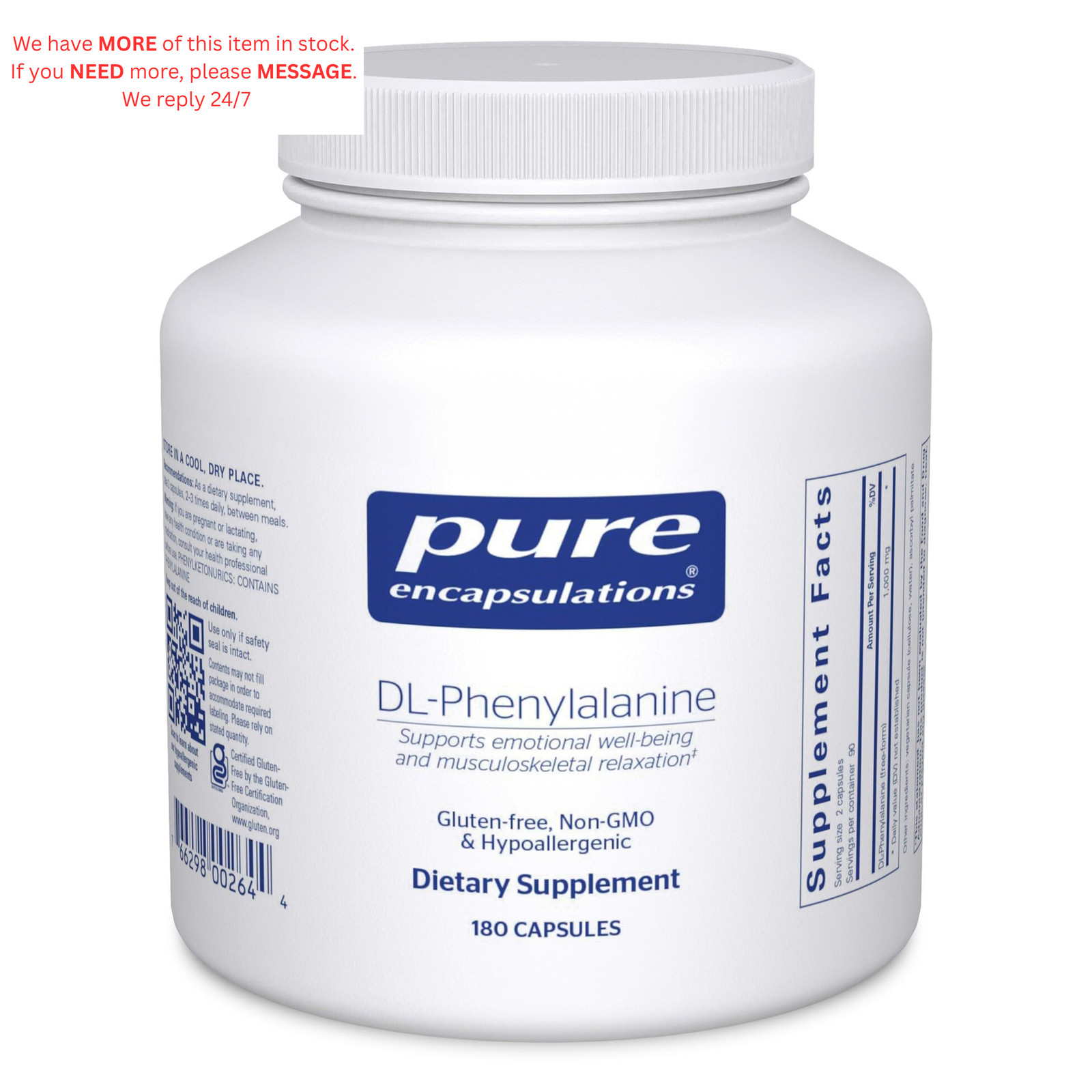 Pure Encapsulations DL-Phenylalanine | Amino Acid 180 Count (Pack of 1)