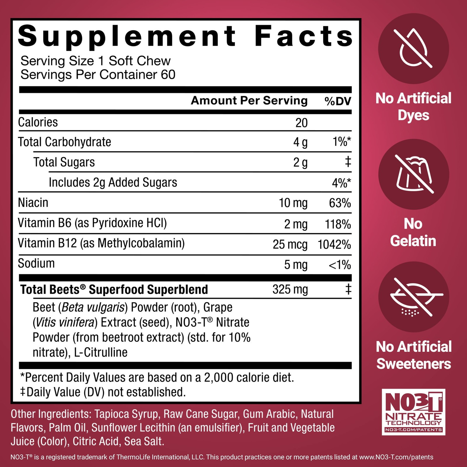 Total Beets, Beet Root Supplement with Beetroot Powder for Heart Health, Nitric