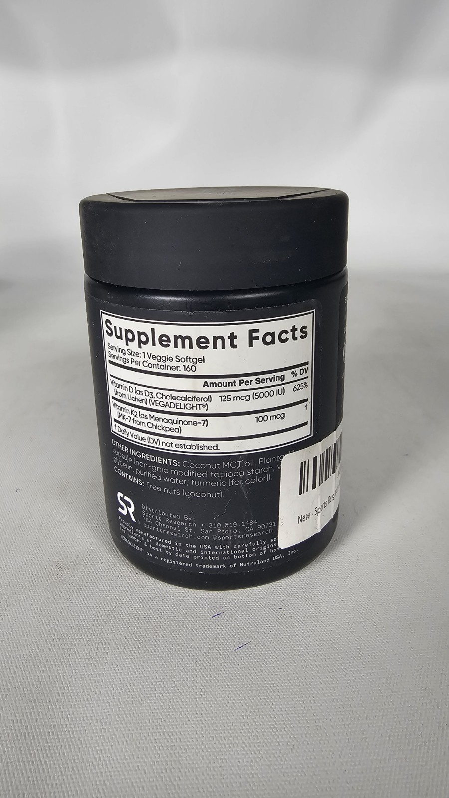 Plant Based D3 + K2, 5000 IU, 100 mcg As MK-7 | 160 Softgels Exp:06/2028