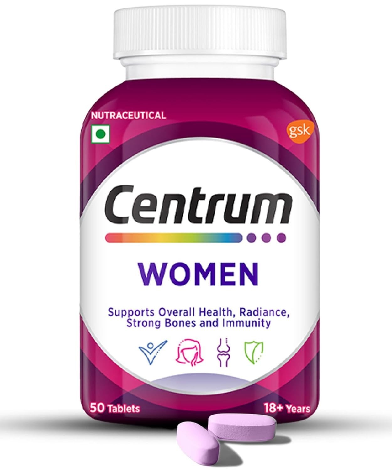 Centrum Women Multivitamin Health, Radiance, Strong Bones & Immunity 50tablets