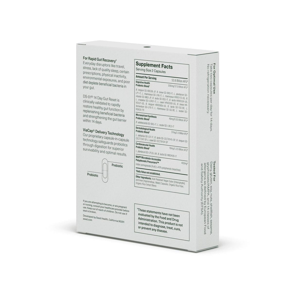Seed 14-Day Gut Reset Probiotic Capsules – 28ct: Probiotic and Prebiotic Blends
