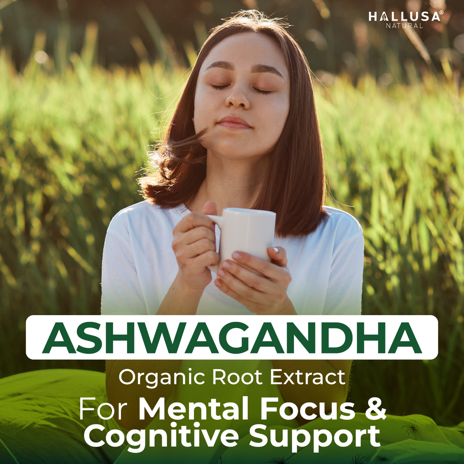 Organic Ashwangandha Root Extract with Black Pepper – Natural Supplement 60 CAP