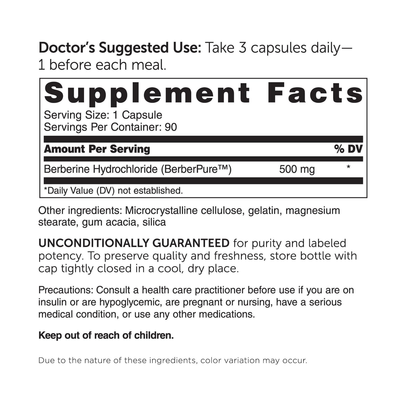 High-Potency Berberine Supplement | 1,500mg Daily Dose | 180 Capsules for Health