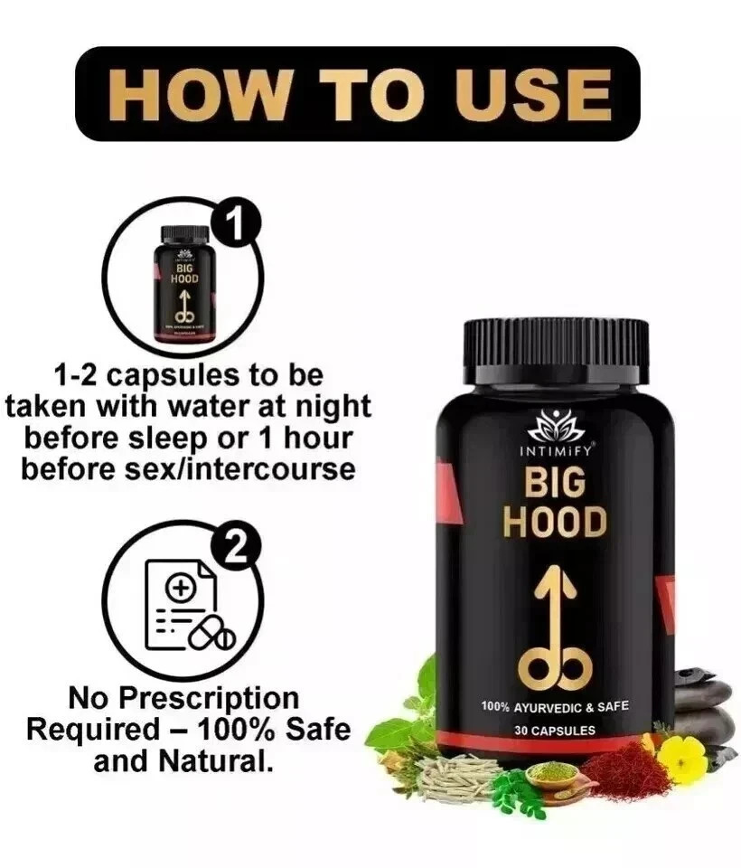 Natural Ayurvedic Big Hood capsule for long penis size 30 Caps | Pack of 1