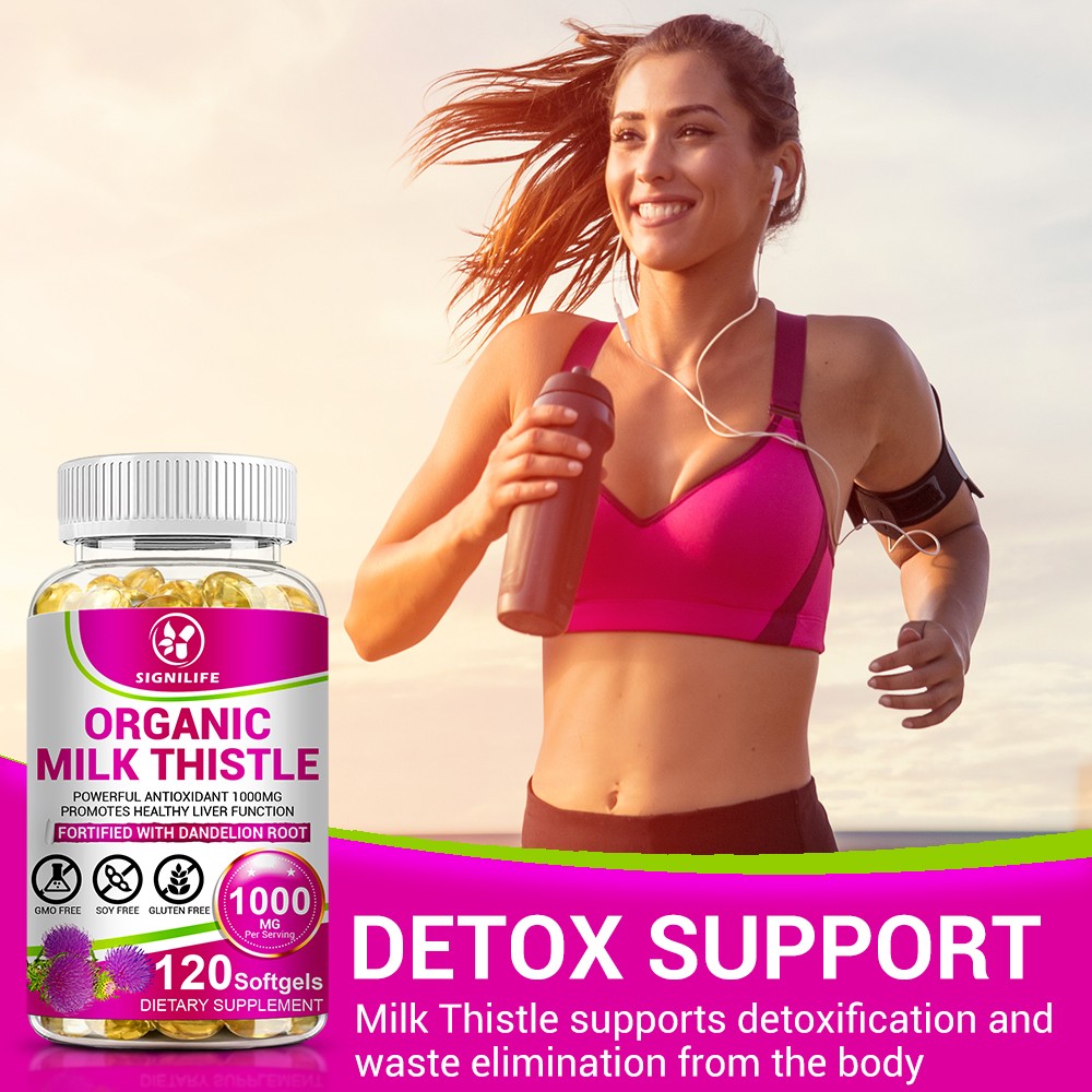 Milk Thistle Liver Cleanse Detox Herbal Liver Support Supplement 120 Capsules.