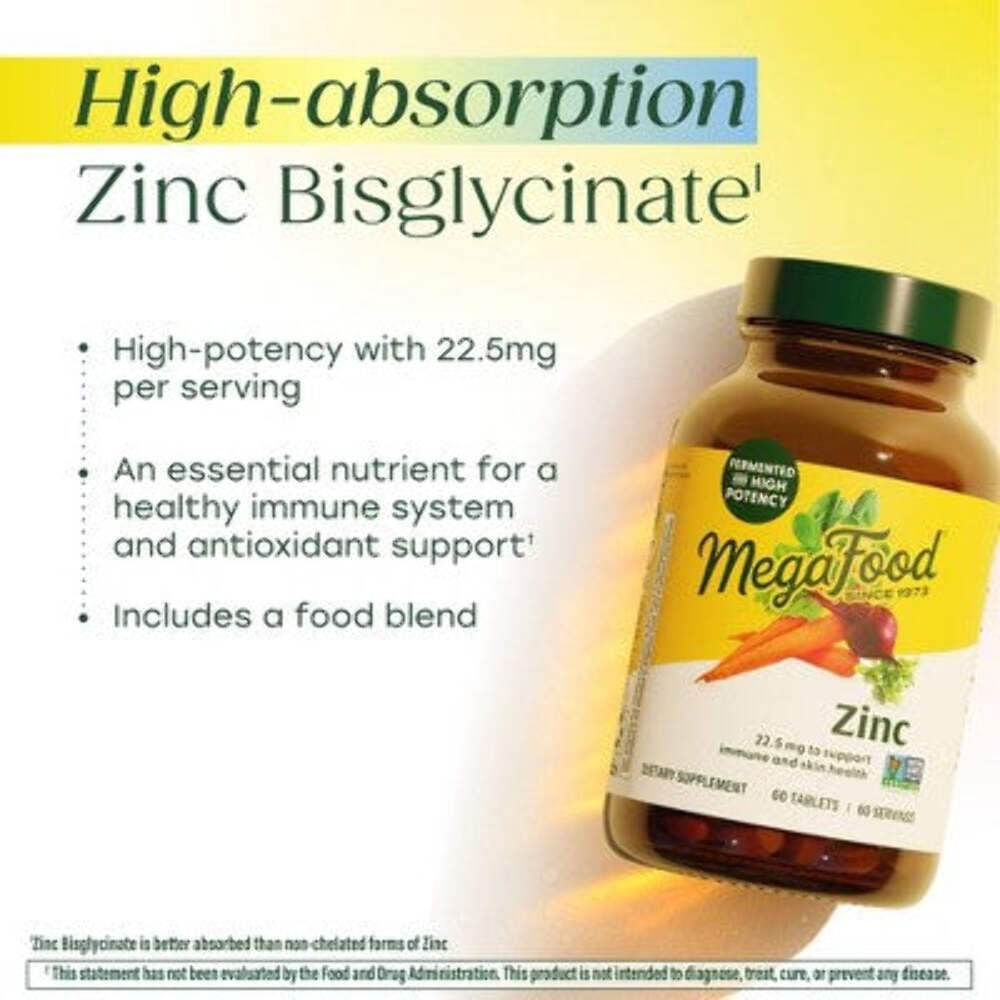 MegaFood Zinc Vegan Immune Support High Potency Fermented Zinc Tablets 60ct – Ne