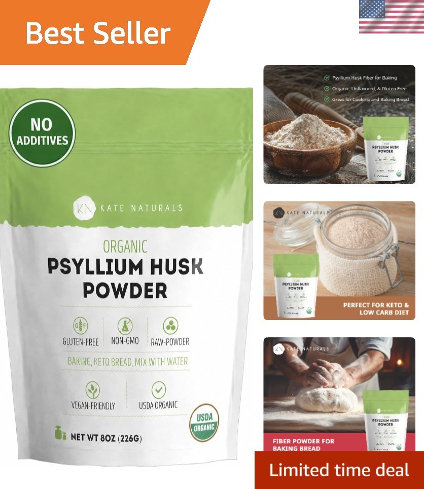 Unflavored Psyllium Husk Powder, 8oz – Easy-to-Mix Fiber Supplement for Wellness