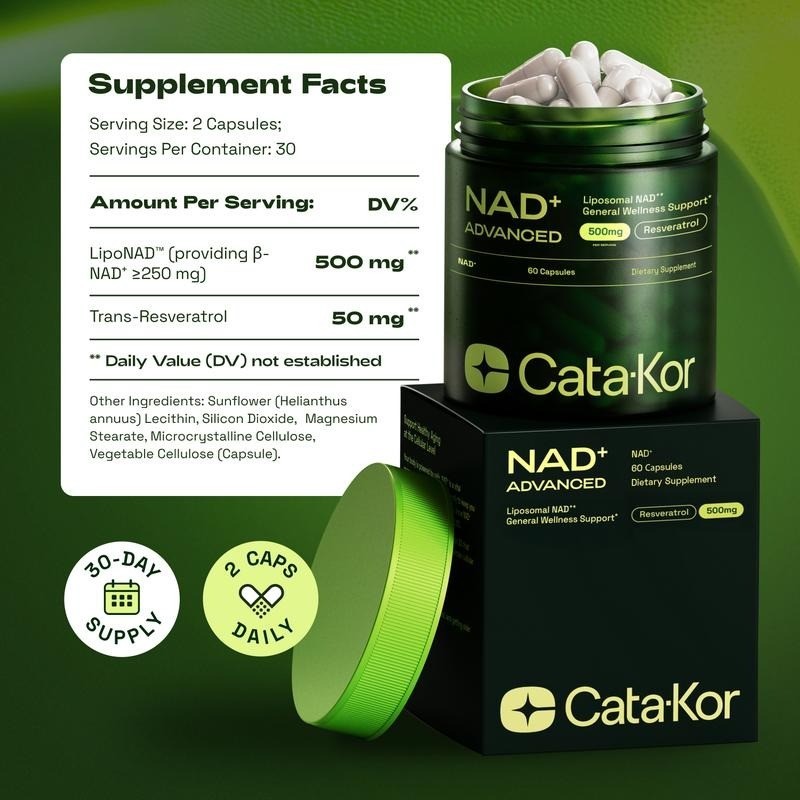 NAD+ Supplement Advanced 500mg Resveratrol Anti Aging Cellular Health Energy 60c