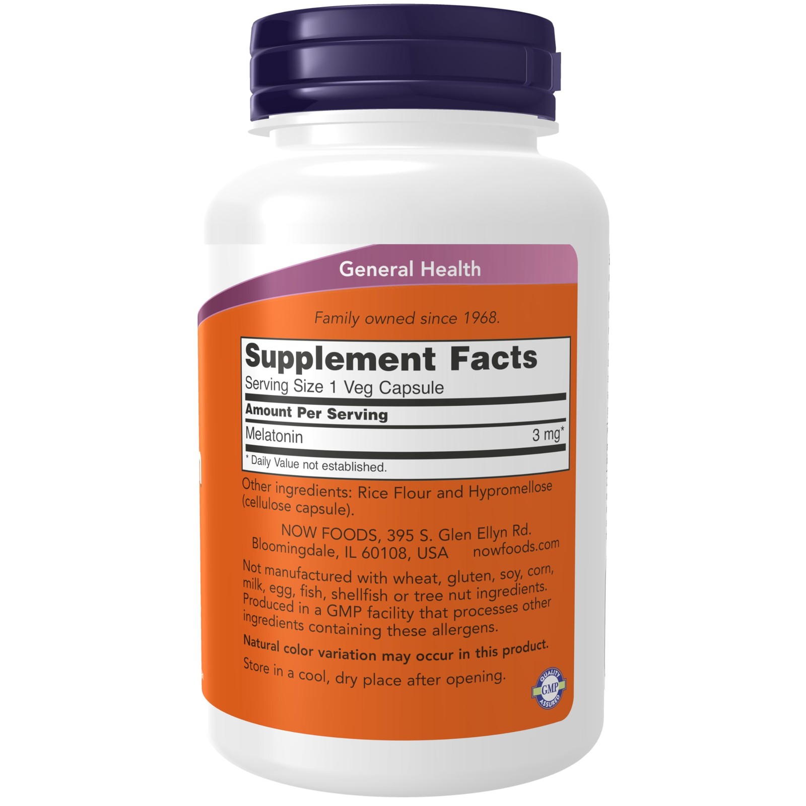 (EXP 06/2028) (2 Pack) Now Foods Melatonin 3mg 180 Caps