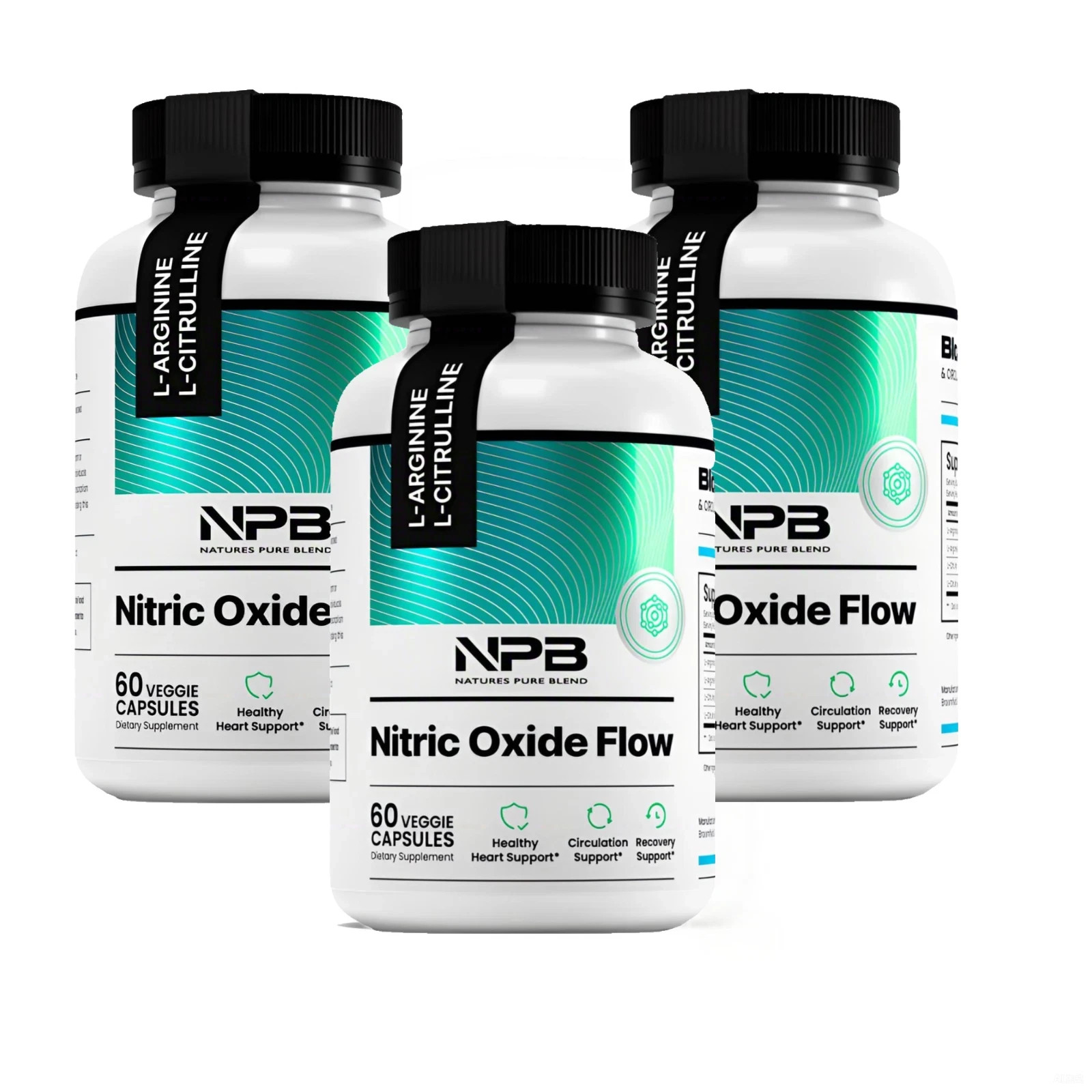 3 PACK Nature’s Pure Blend Nitric Oxide Capsules for Men L-Arginine EXP 6/2027