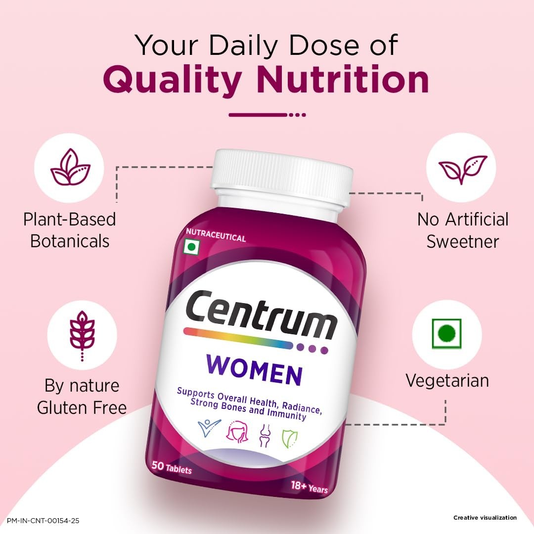 Centrum Women Multivitamin Health, Radiance, Strong Bones & Immunity 50tablets