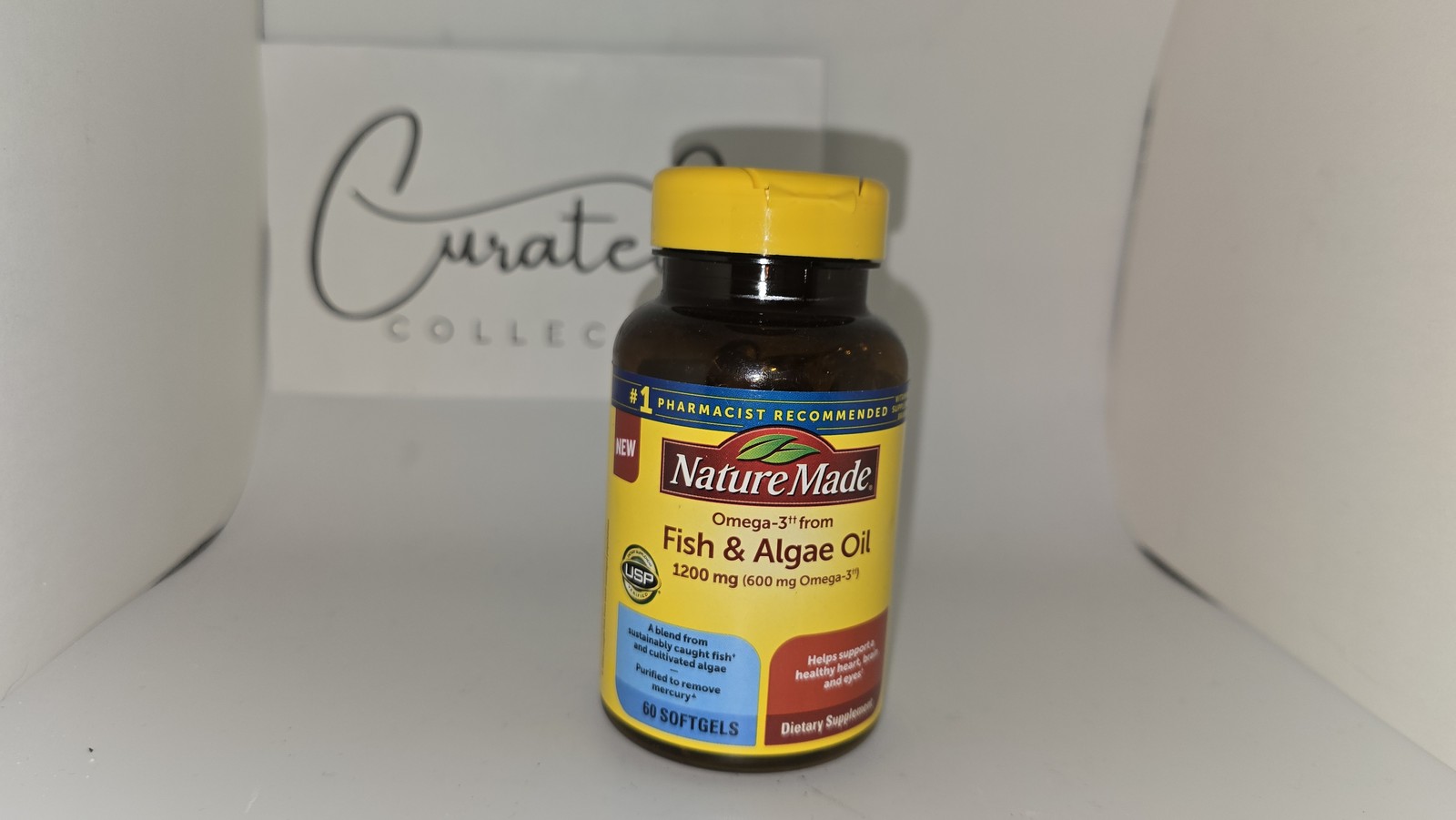 Nature Made Omega-3 Fish & Algae Oil 1200mg Heart Brain Eyes 90 Ct Exp 02/27