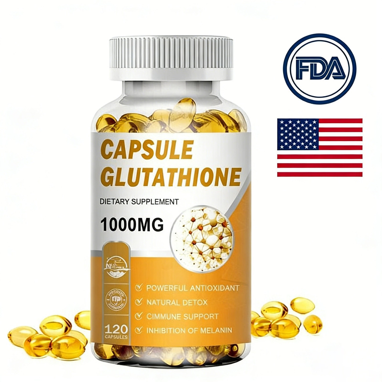 L-Glutathione 1000mg Capsules – Antioxidant, Liver, Immune & Cell Health Support