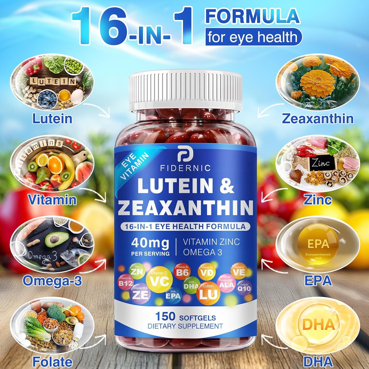 Lutein and Zeaxanthin Supplement – Eye Vitamins, 40 Mg Lutein & 8 Mg Zeaxanthin