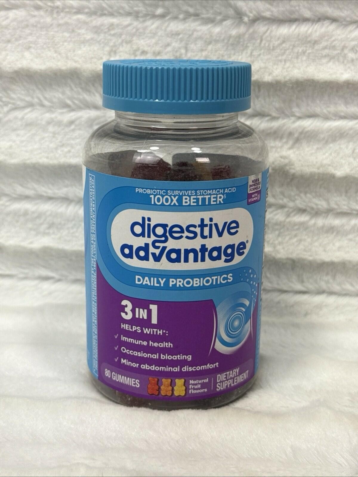 Digestive Advantage Daily Probiotics *02/2026* 3 In 1 Supplement 80 Gummies