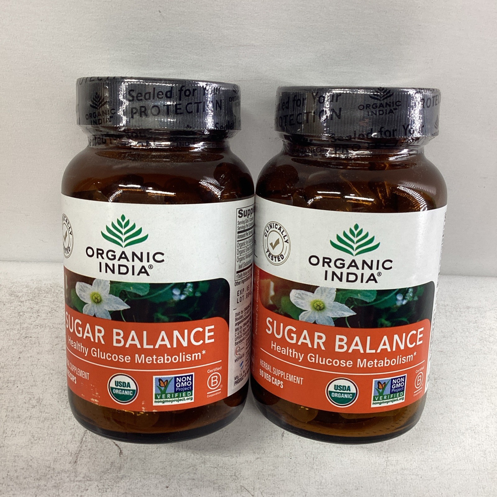 2x Organic India Sugar Balance Healthy Glucose Metabolism 90 Veg Caps Exp 12/27