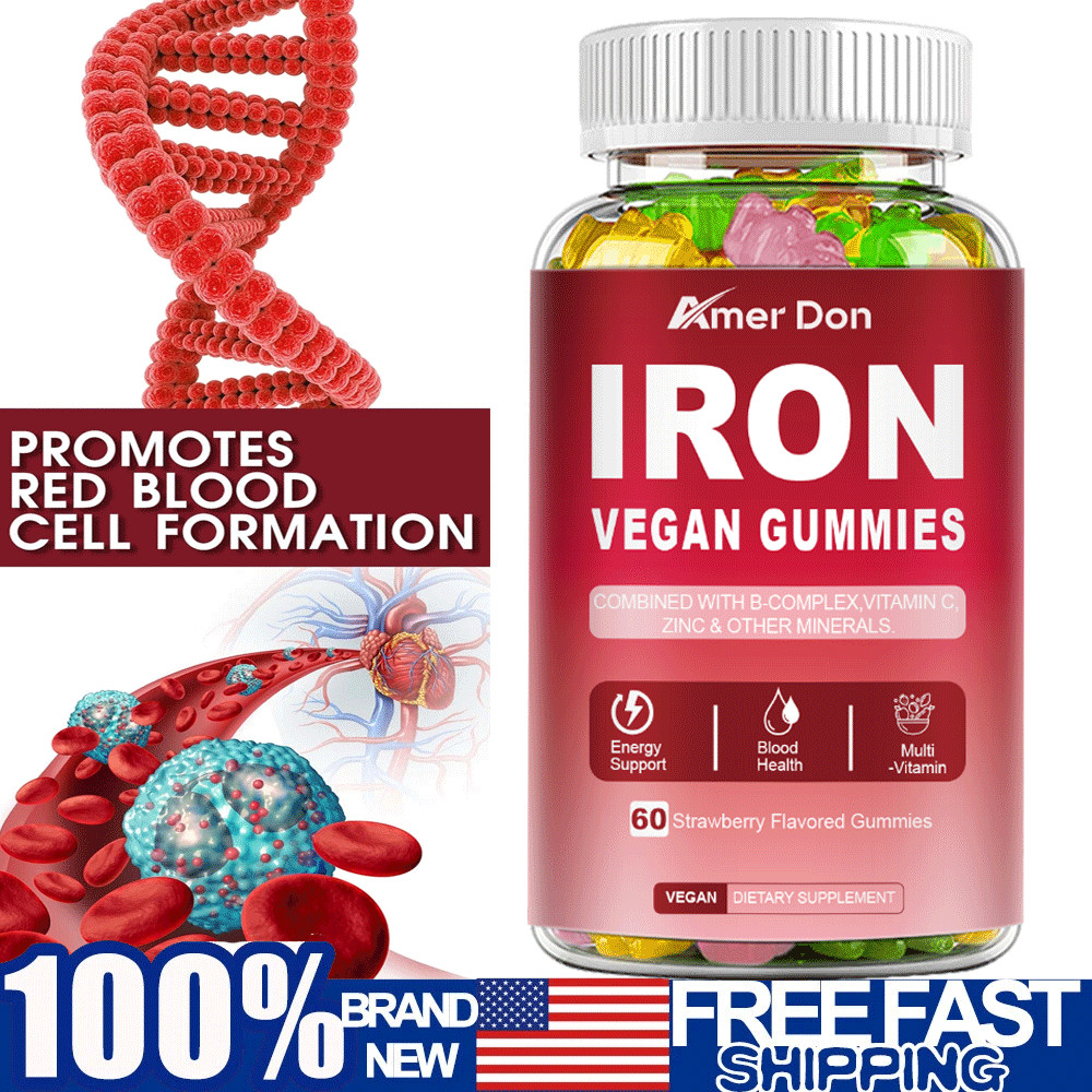 Iron Gummies – with Vitamin C – Energy and Immune Support Hemoglobin Production