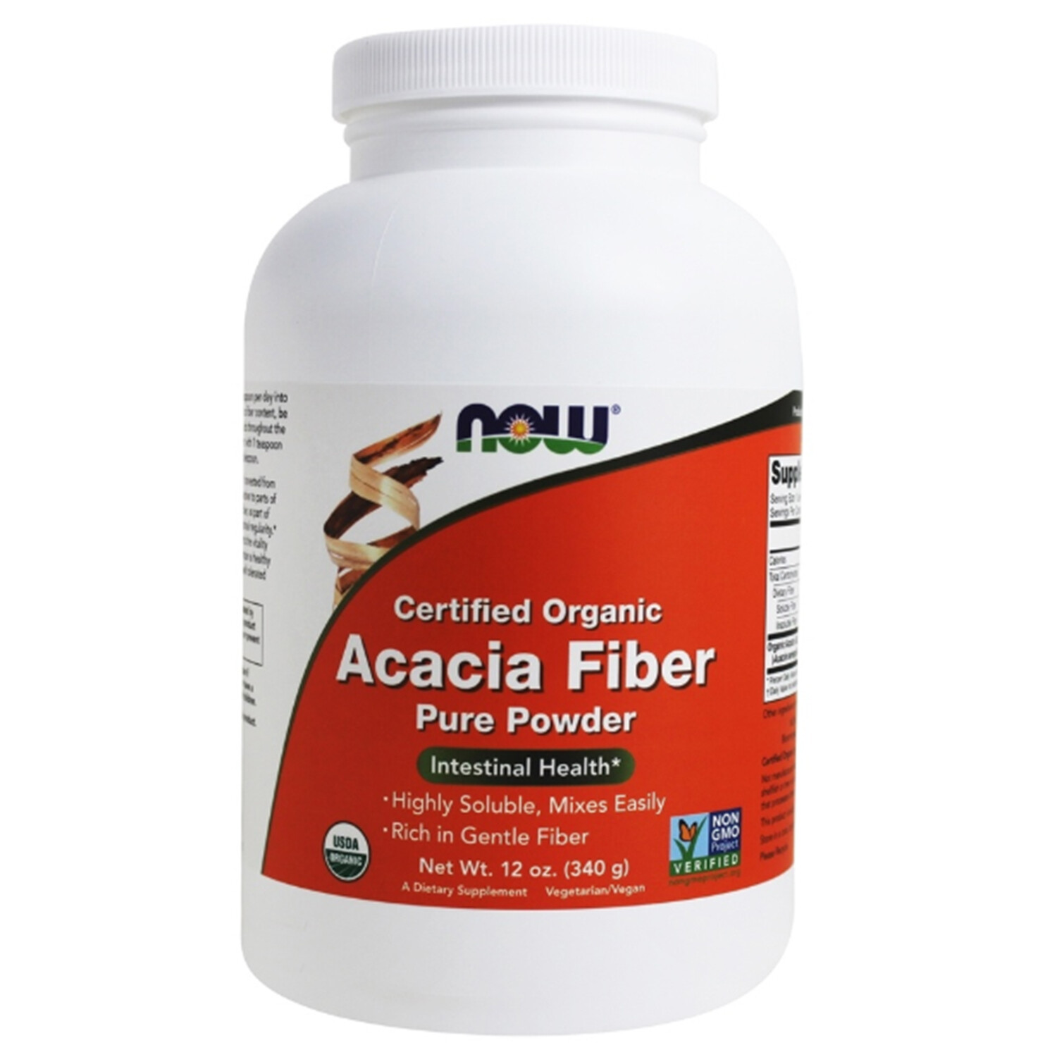 Now Certified Organic Acacia Fiber Powder, 12 Ounces
